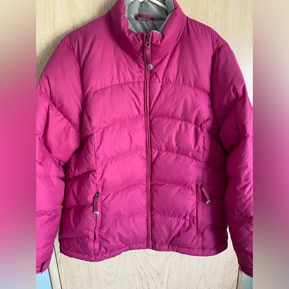 L.L. Bean Goose Down Puffer Jacket PINK Berry Full Zip Sz XL - Picture 2 of 14